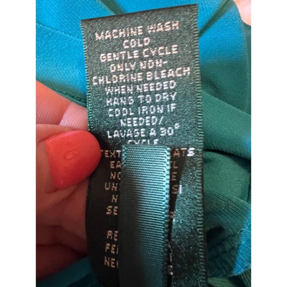 Ralph Lauren Dress 8 Stretch Sheath Blue Green Washable Knot Career Church - Picture 7 of 12